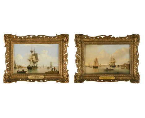 John Ward of Hull (1798–1849) Tilbury Docks; and Greenwich Reachthe first signed with initials 'J. W.' (lower right to the wo