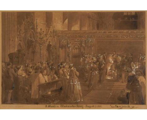 Edward Henry Corbould (1815-1905) Sketch in Westminster Abbey – The Marriage of Henry Weigall to Lady Rose Fane, 15th August 