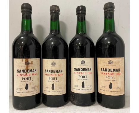 Sandeman's Vintage Port 1966,  bottled 1968, levels base of neck or better, 4 bottles