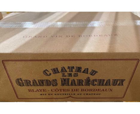 Château Les Grands Maréchaux, Blaye Cotes de Bordeaux 2016,  12 bottles in original carton.This wine is in bonded storage at 