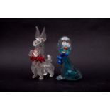 A Murano glass sculpture, of an exotic bird in green,