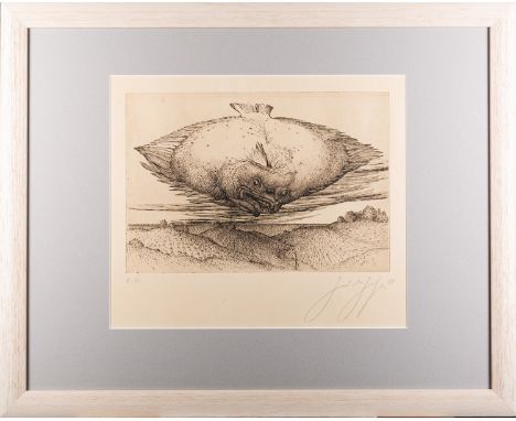 Günter Grass (German, 1927-2015) -Flounder -Monochrome etching -25 x 36 cm -Signed and dated 78 in pencil lower margin -Possi