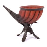 A Continental glass and metal mounted cornucopia,