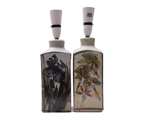 Two Colin Kellam ceramic table lamps with floral designs.