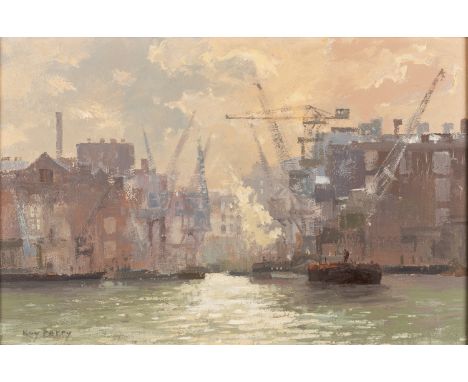 *Roy Perry (British, 1935 - 1993) -Towards Rotherhithe -First Light, Bermondsey -A gouache and an acrylic on board respective