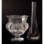 A moulded glass urn vase by Lalique, France, Dampierre pattern,