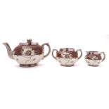 A Gibson & Sons pottery three piece Silvoe Art Ware tea service,
