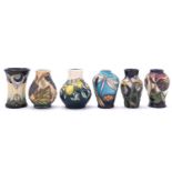 A set of six Moorcroft pottery miniatures,