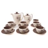 A Poole pottery 'streamline' coffee service, in the Blue Tulip pattern, circa 1960.