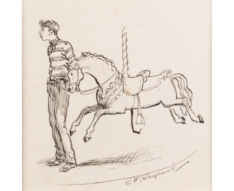 *Ernest Howard Shepard, OBE (British, 1879-1976) -Merry-go-round (Illustration for 'Punch') -Pen and ink drawing -9 x 9cm -32