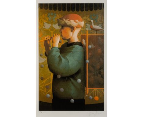 After Jane Lewis (b. 1953) -Papageno -Silkscreen -57 x 34.5cm - 97 x 72cm framed -Signed in pencil lower right margin -Limite