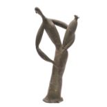 A plaster statuette of a water carrier, the base signed Sarbari Ray Chowdhary, 1955, 42cm high,