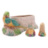 A Clarice Cliff Budgerigar planter, printed marks,