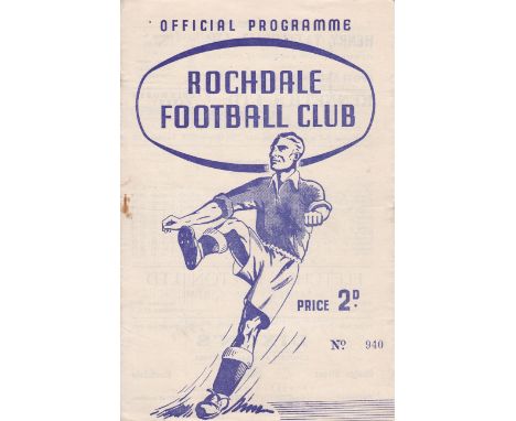 ROCHDALE- WILLINGTON 1950   Rochdale home programme v Willington, 25/11/50, FA Cup, Rochdale beat the Non-League team 3-1. Ch