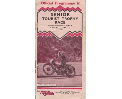 TT RACE 1934    Official programme for the Senior Tourist Trophy Race, June 15th 1934, 40 pages listing riders and their bike