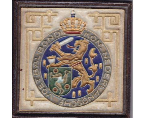WOLVES 1948    Delft tile presented to Leslie Smith of Wolves during their tour of Holland 1948. The tile has the Dutch FA cr