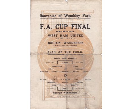 1923 CUP FINAL   Unusual four page Souvenir (pirate) programme published for the 1923 FA Cup Final. It was printed and publis