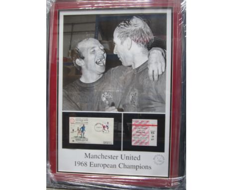 MANCHESTER UTD     Framed and glazed limited edition (no.1 of 500) montage relating to the success of Utd becoming European C