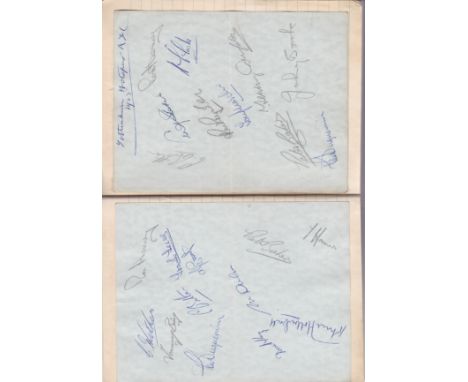 AUTOGRAPHS    Hard backed notebook measuring circa 6" x 8" containing football player autographs circa mid-1950s. Teams, eith