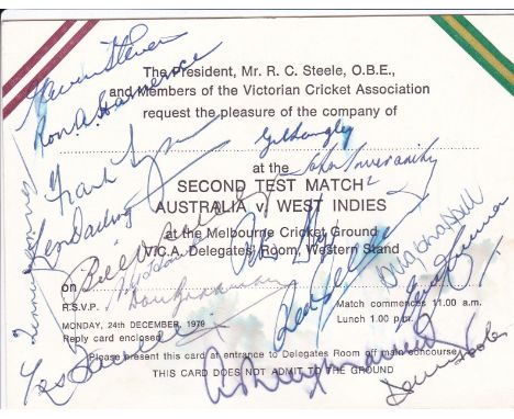 CRICKET-AUSTRALIA - AUTOS      Invitation ticket to Australia v West Indies at Melbourne in 1979. The ticket has 17 autograph