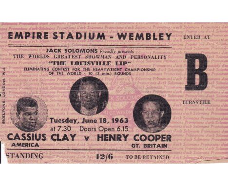 CLAY / COOPER / TICKET     Heavyweight Championship of the World 18 June 1963 at the Empire Stadium Wembley, Cassius Clay v H