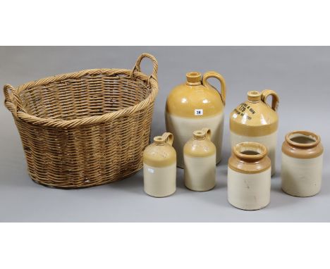 Two large stoneware flagons “Dowding &amp; Son, CHIPPENHAM BREWERY, 179” 33cm high; &amp; “J. C. HAWLEY BRISTOL, 2”, 37cm hig