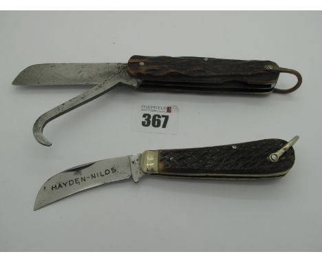 Pocket Knives; Thomas Turner &amp; Sons (Oil the Joints), single blade, hoof pick. stag scales, lanyard ring, 10cm closed; Ra