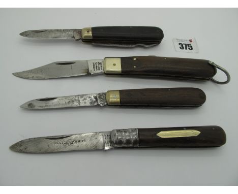 Pocket Knives; William Rodgers - Sheffield single blade knife with wood scales and brass bolster; Southern &amp; Richardson -