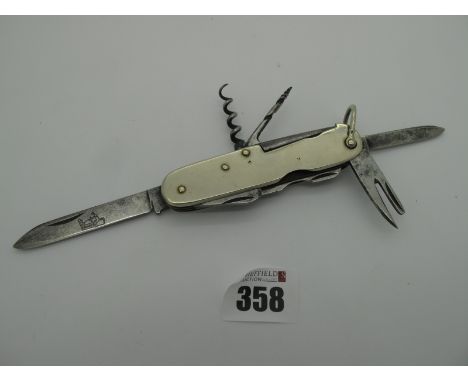 Herbert Robinson -Sheffield; A Multi-Tool Knife, with single blade and eight tools, lanyard ring, nickel silver bolsters, 9cm