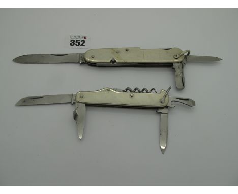 Pocket Knives; T. Ellin &amp; Co multi purpose knife, comprising two blades and four other implements, nickel silver scales, 
