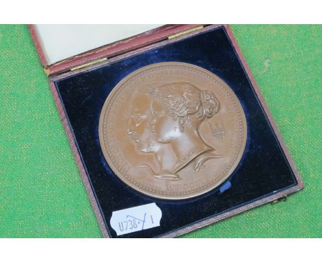 A Great Exhibition Bronze Medallion 1851, by W. Wyon Royal Mint, the edge inscribed "Prize Medal of the Exhibition James Dixo