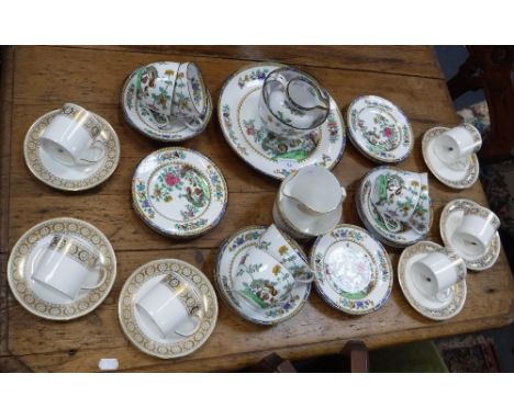 A QUANTITY OF SPODE COPELAND'S TEA CHINA decorated with exotic birds, 'Exclusive to Harrods' and a set of six Wedgwood 'Margu