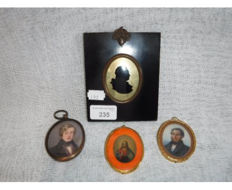 A PORTRAIT MINIATURE SILHOUETTE and three similar miniatures