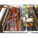 (2) Boxes w/ Files, Allen Keys, Hammers, Adj. Wrenches, & Pipe Wrenches