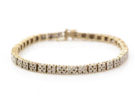 A diamond line bracelet, set with four brilliant cut diamonds to each link, a total of 158 diamonds, approximate total diamon