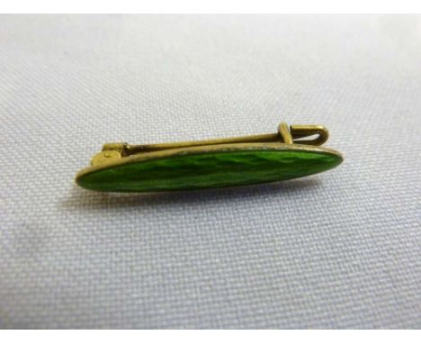 Silver and enamel bar brooch