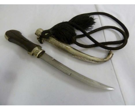 Moroccan Jambaya dagger in white metal scabbard