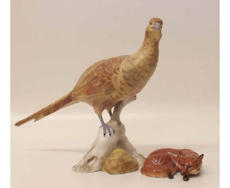 Spode Pheasant and a Beswick Fox. Condition report: see terms and conditions