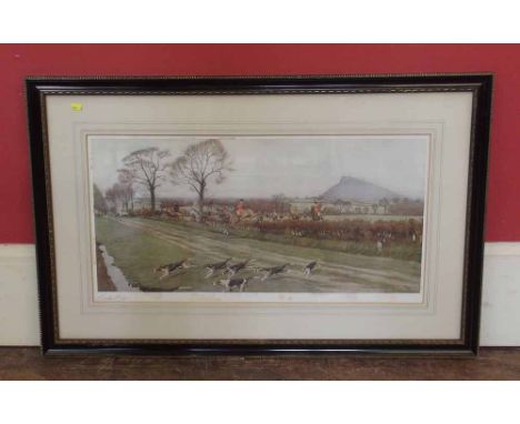 Cecil Aldin, Hunting scene with Beeston Castle. Condition report: see terms and conditions