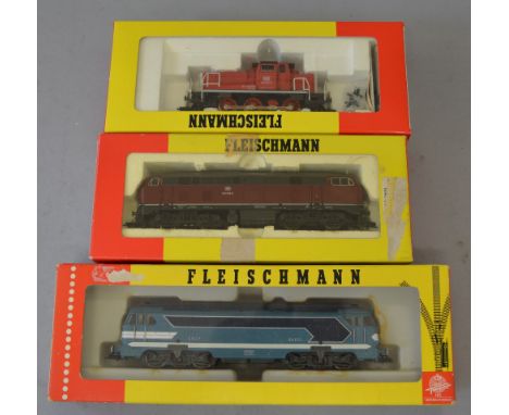 H0 Scale. Fleischmann. 3 x diesel locomotives. SNCF & DB. Ref. 4280, 4224 & 4340. VG in F/G boxes.