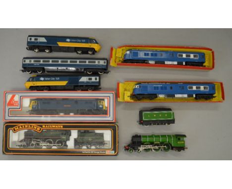 OO Gauge. 5 x locomotives. Includes Tri-ang Blue Pullman, Hornby HST, Hornby "Flying Scotsman", Mainline standard class 4 & L