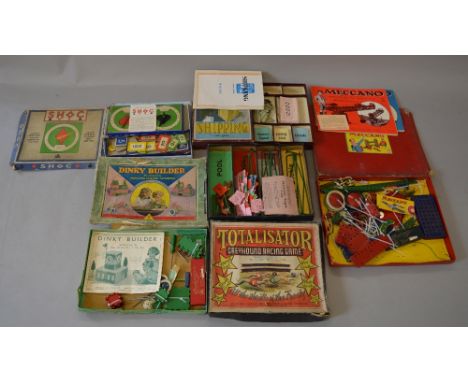 3 x vintage games, together with incomplete Dinky builder & Meccano construction sets.(5)