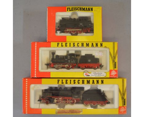 H0 Scale. Fleischmann. 3 x Steam locomotives. Ref 4111, 4019 & 41410. All G+ in F/G boxes.