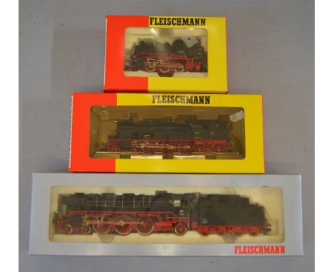 H0 Scale. Fleischmann. 3 x Steam locomotives. Ref 4020, 4878 & 64174. VG in G boxes.