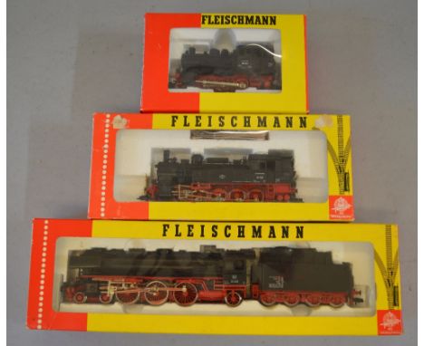 H0 Scale. Fleischmann. 3 x Steam locomotives. Ref 4018, 4094 & 4170. VG in G boxes.