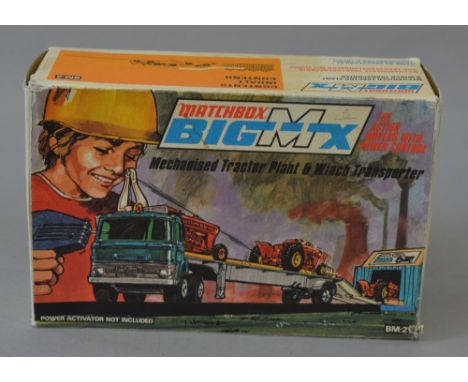 Matchbox Lesney BM-2 Mechanised Tractor Plant and Winch Transporter Sets, complete and boxed.