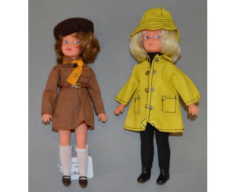 Patch (Sindy's Sister) Made in England 1960's 2 Dolls with outfits: Easy Life with Sou' wester and Brownie. (2)
