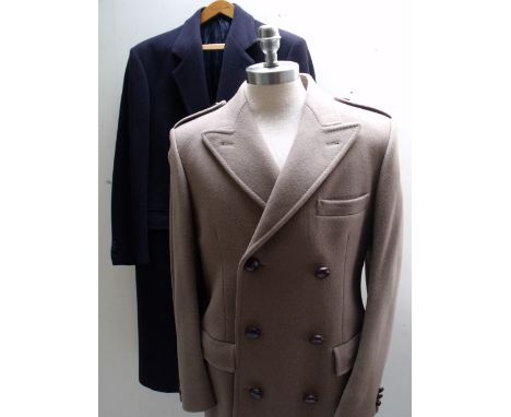 A GENUINE 'CROMBIE' GENTS OVERCOAT, 'Fraser' design with epaulettes and centre vent to rear, front pockets, and button fasten