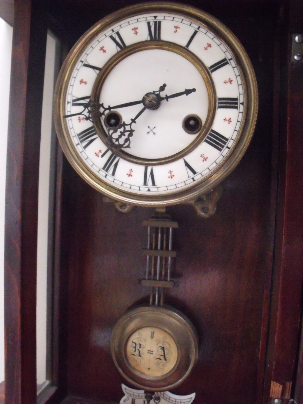 A HAMBURG AMERICAN CLOCK COMPANY VIENNA STYLE WALL CLOCK, eight day