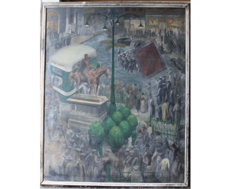 ALFRED BLADEN (1905 - 1967). A Salvation Army Parade, Wolverhampton', oil on canvas, signed, 174 x 141 cm Buyers - for shippi